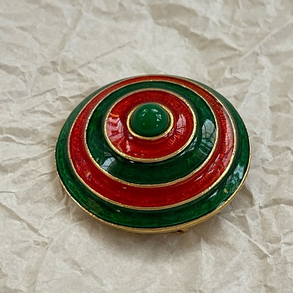 Vintage Florenza Enamel Circle Brooch. - Picture 3 of 5